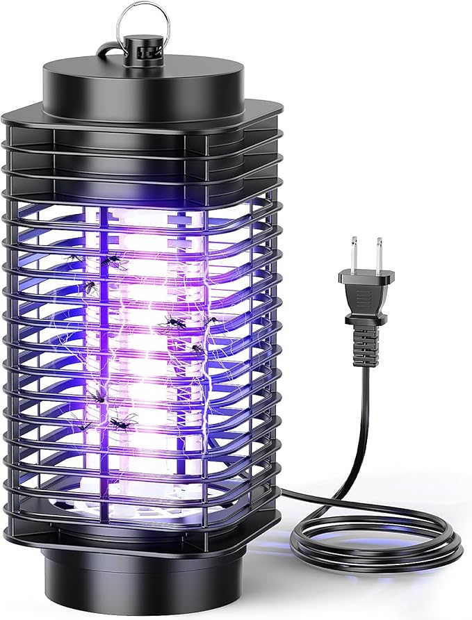 Bug Zapper, Electric Mosquito & Fly Zappers/Killer - Insect Attractant Trap Powerful Bug Zapper Light, Hangable Mosquito Lamp for Home, Indoor, Outdoor, Patio (Black)