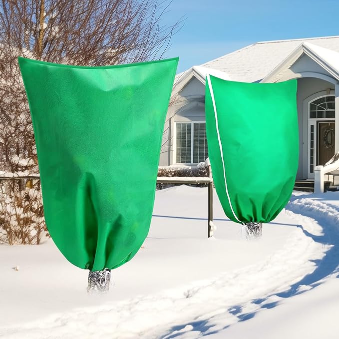 Plant Covers Freeze Protection, 2 Pack Tree Covers for Winter Cold Weather Frost Blankets for Outdoor Plants Fruit Tree, 47.2" X 70.8" Shrubs Trees Jacket Covers Bags with Zipper Drawstring