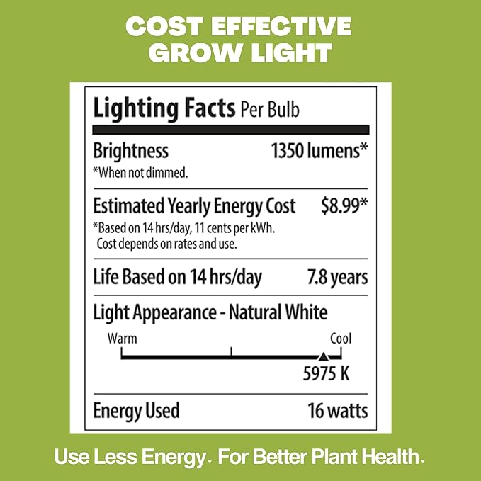 NorbBOTANIC Premium LED Grow Light, Full Spectrum PAR38 Bulb, 1350 Lumens, Energy-Efficient, Sun-Spectrum Mimics Sunlight, White Light, Perfect for Indoor Plants, Herbs, Tropical Plants, 16W 30 Degree