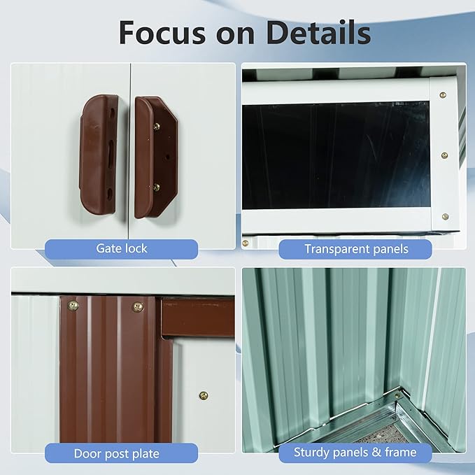 6×5 FT Outdoor Galvanized Metal Storage Shed Large Garden Sheds W/Sliding Doors and Padlock,Rust and Waterproof,with Window and Punched Vents,Tool-Sheds for Backyard,Lawn,White