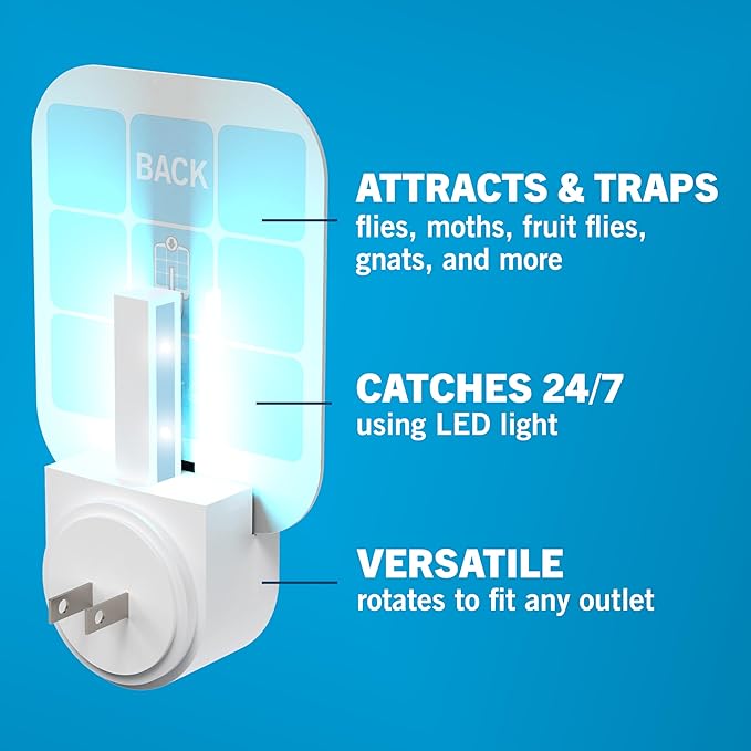 Safer Home Indoor Plug-in Fly Trap - SH502-2SR - Effective Fruit Fly Traps for Indoors, Gnat Traps for House Indoor, 800 Total Sq Ft Protection - 2 Devices + 2 Glue Cards