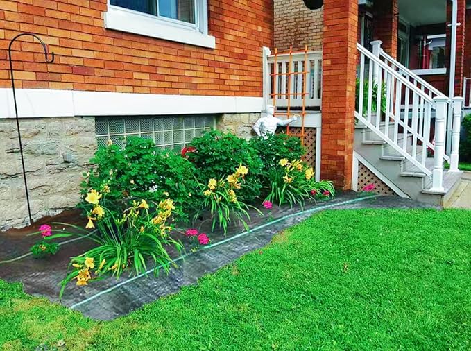 Garden Weed Barrier Landscape Fabric,Weed Block Fabric Heavy Duty 3.2OZ,Woven Mulch for Landscaping Ground Cover Weed Control Fabric, Black Garden Bed Liner (1.4ft x 50ft)