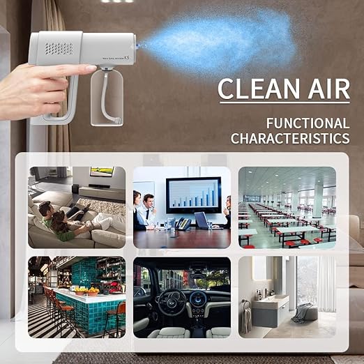 Professional Disinfectant Fogger Machine, 380ml Wireless Fine Particle Sprayer Gun Handheld Sanitizer Fogger, Blue Light Foggers for Touchless Sanitization (White)