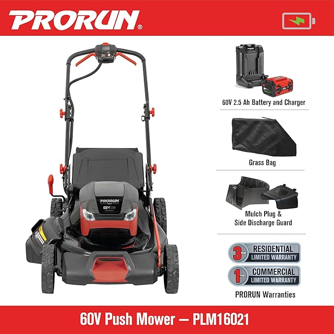 60V 21-in. Steel Deck Cordless Push Lawn Mower with 2.5 Ah Battery and Charger