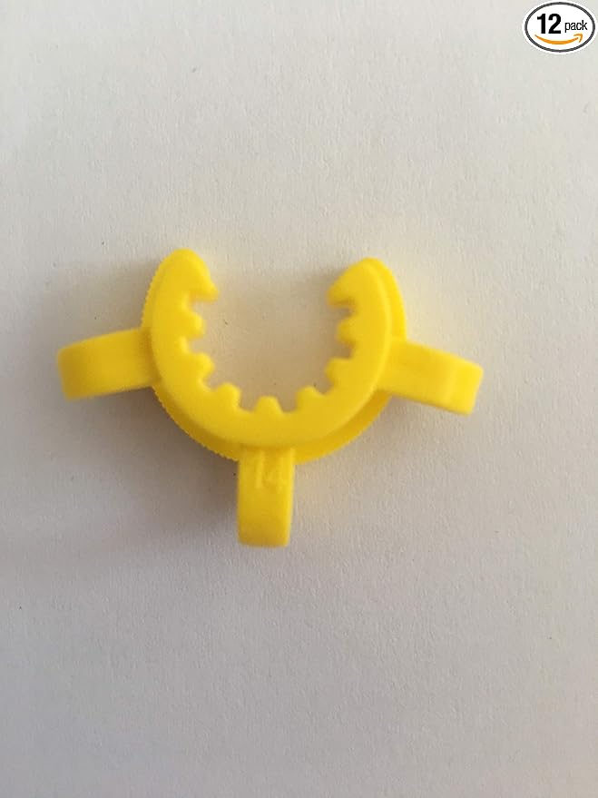12 Pieces Keck Clips Ground Joints #14, Standard Taper POM for Joints 14/20 and 14/35 (yellow, #14)