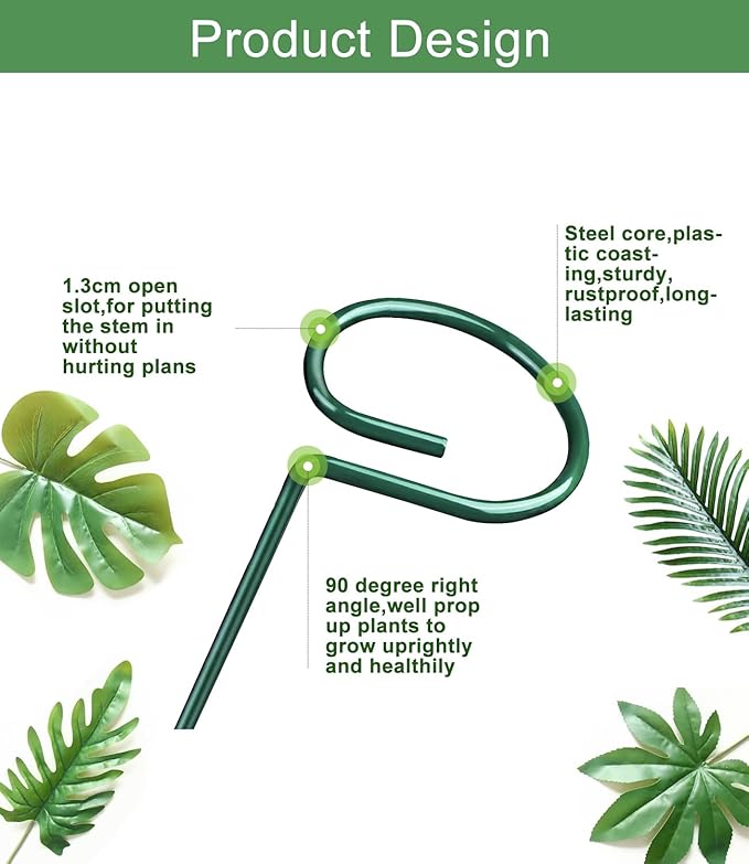 Plant Stake Support - 12 Pack, Garden Single Stem Support Stake Plant Cage Support Rings, Plant Support Stakes for Indoor Plants,for Flowers Phalaenopsis Rose (15.74 inch)