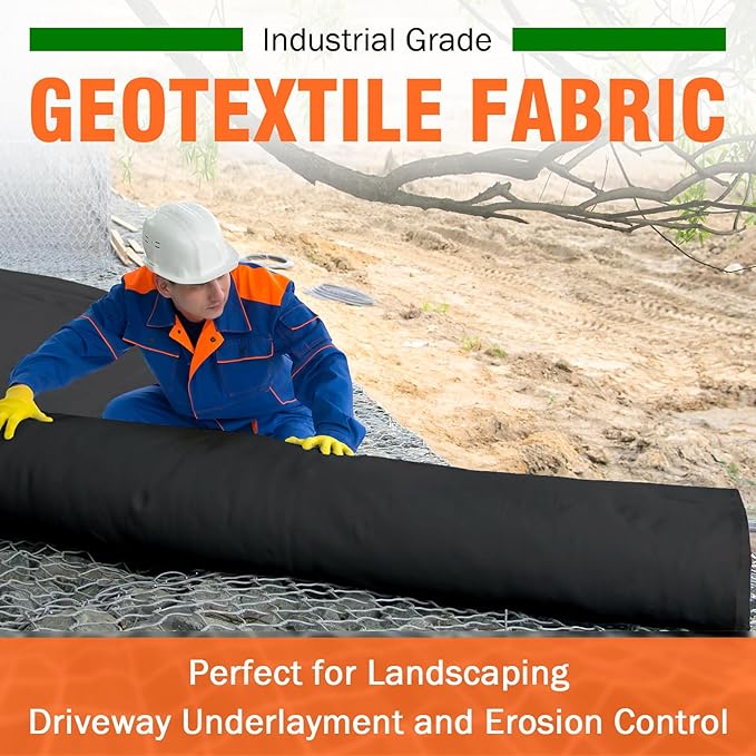 8oz 4FTx110FT Non Woven Geotextile Fabric for French Drains, Landscaping, Underlayment, Weed Control, Construction, Erosion Control