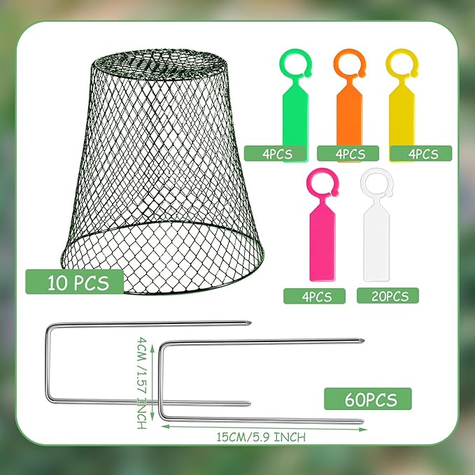 10 Pcs Garden Chicken Wire Plant Covers, 11x11Inch Metal Wire Garden Cloches Chicken Wire Cloche Plant Protector Heavy Duty Garden Plant Cloche for Keeping Bunnies Chicken Squirrels Birds Other Out