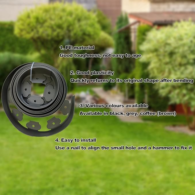 Garden Edging Border,33ft Landscape Edging Garden Borders Edging【2INCH Hight】 Paver Edging Include 30 Stakes, Flexible Lawn Edging Border for Yard, Lawn, Gardens (Grey)