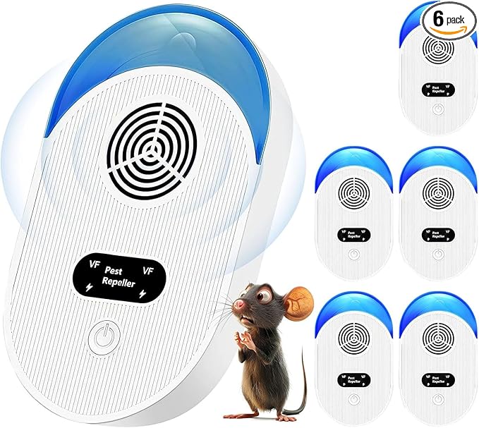 Ultrasonic Pest Repeller, 6Pcs Indoor Ultrasonic Repellent for Roach