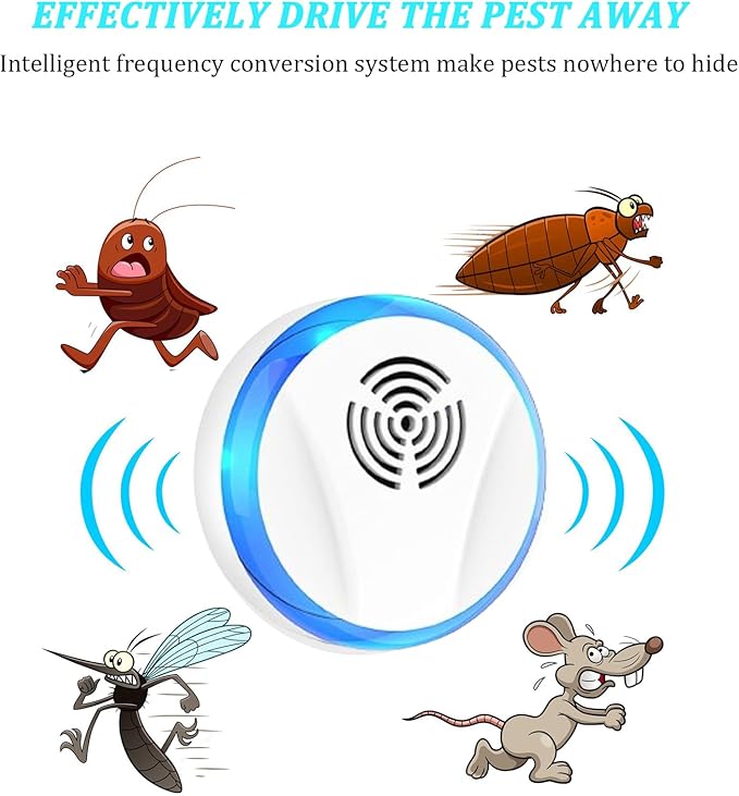 Ultrasonic Pest Control Repeller Indoor Plug in for Rodent Control, Mosquito Repellent, Cockroach Killer, Spider Deterrent, Electronic Mice Repellent (6, White)