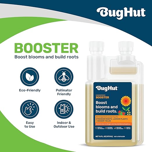 Booster Liquid Plant Food - Formula for Strong Roots, Vibrant Blooms, and Healthy Growth - Ideal for Indoor & Outdoor Gardening - People, Pets & Pollinator Friendly - 16 fl oz, Makes 63 Gallons