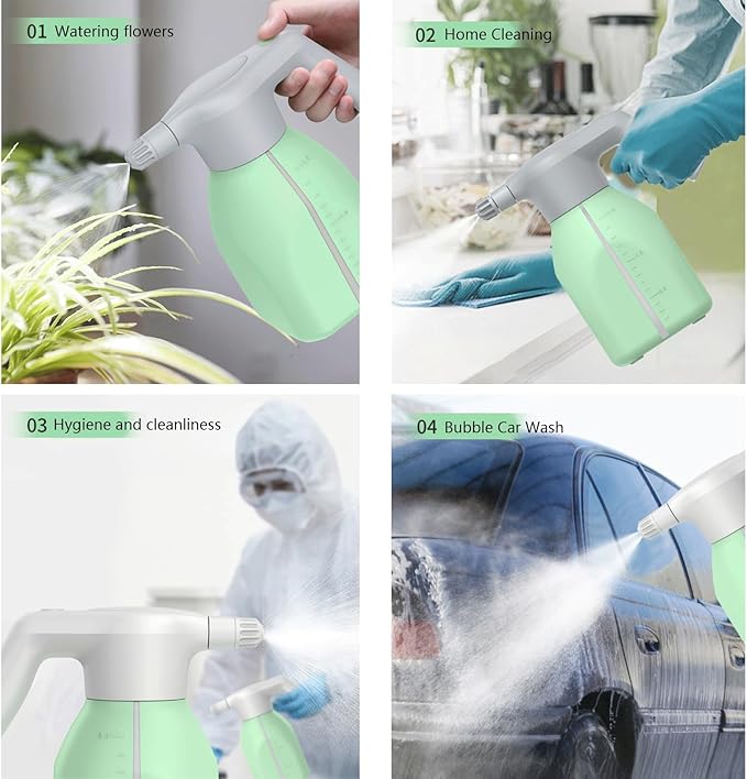 1.5L/2L Rechargeable Electric Spray Bottle | Automatic Indoor Plant Sprayer | Continuous 3-Hour Runtime | Perfect for Gardening & Home Use(Green,1.5L)