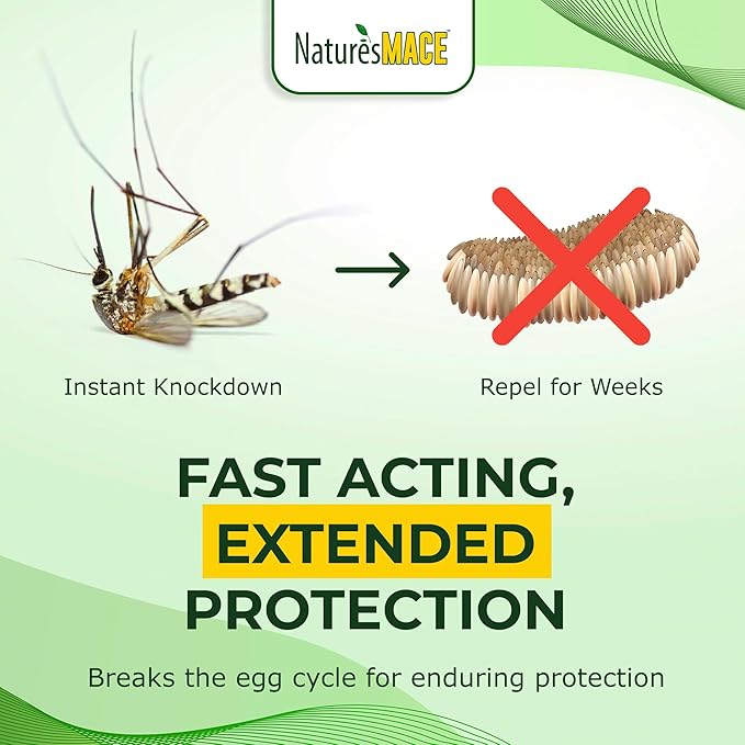 Nature’s MACE Outdoor Pest Repellent Spray – Kills & Repels Multiple Insect Types – Treats Lawns, Shrubs, and Patios – Safe for Family, Pets, and Plants – Essential Oil Formula with Fresh Scent – 40oz
