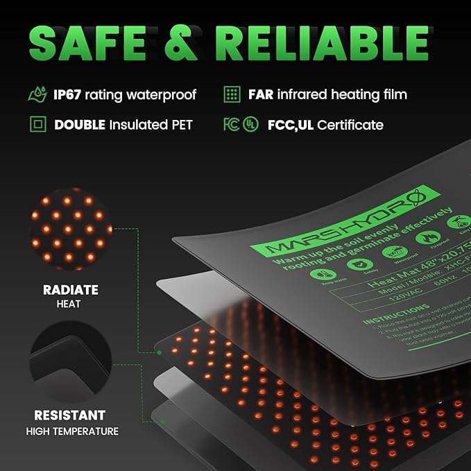 MARS HYDRO 48''x20.75'' Seedling Heat Mat with Thermostat Combo Set,Heating Pad for for Germination, Indoor Gardening, Greenhouse