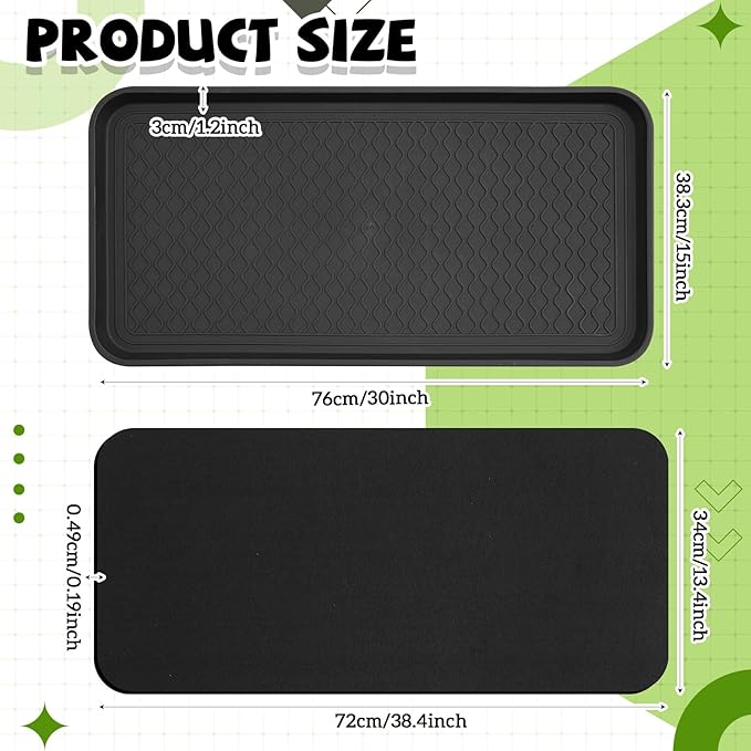 Vesici 2 Pack Large Self-Watering Plant Trays (30"x15") and 3mm Capillary Mat-Automatic Watering System for Indoor/Outdoor Plants, Durable Plastic Seedling Trays for Potted Plant, Garden