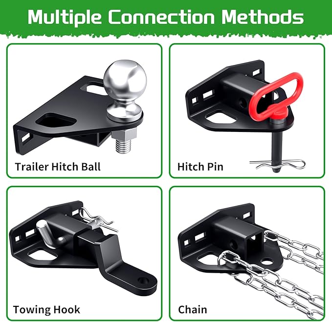 Zero Turn Lawn Mower Hitch with 1-1/4" Receiver,6mm Thicker Heavy Duty Steel Trailer Receivers Hitch, Compatible with Many Models Lawn Mower, Tractor, Trailer, Golf Cart Etc