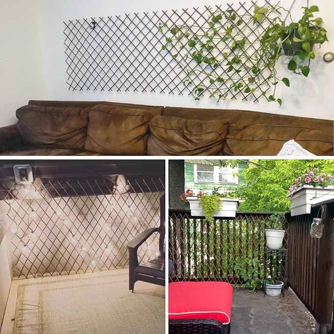 Expandable Willow Lattice Fence Panel Plant Support Garden Trellis Willow Trellis Fence for Climbing Plants Vine Ivy Rose Cucumbers Clematis Outdoors Garden Yard,36X92 Inch(4PC)