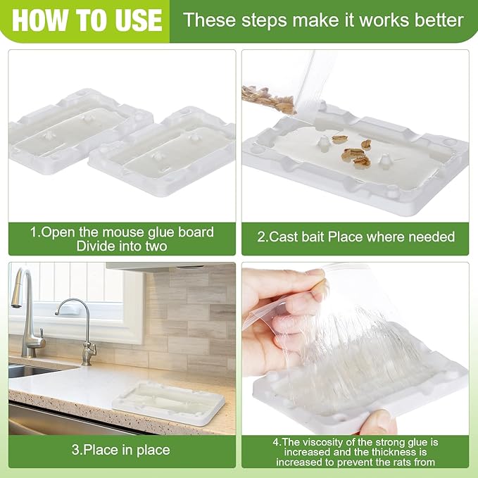 Qualirey 20 Pcs Baited Mouse Glue Traps Indoor for Home Adhesive Plastic Sticky Rat Traps Pads Bulk for House Pest Mice Rats Indoor Outdoor, Simple and Easy to Use (White)