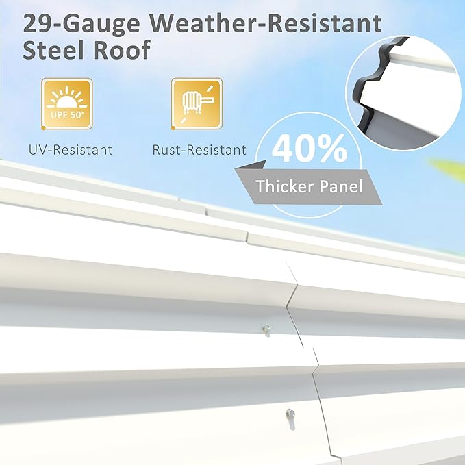 MUPATER 20' x 20' Heavy Duty Canopy for Garage, Outdoor Metal Carport Canopy, Car Garage Shelter with Innovative Assembly Metal Roof and Frame for Car, Boat,Cream White
