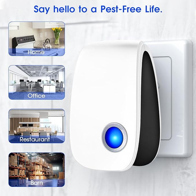 Upgraded Ultrasonic Repellent 12 Pack, Indoor Ultrasonic and Repellent for Roach, Rodent, Mouse, Bugs, Ant, Mosquito, Mice, Spider, Electronic Plug in Pest Control (12)