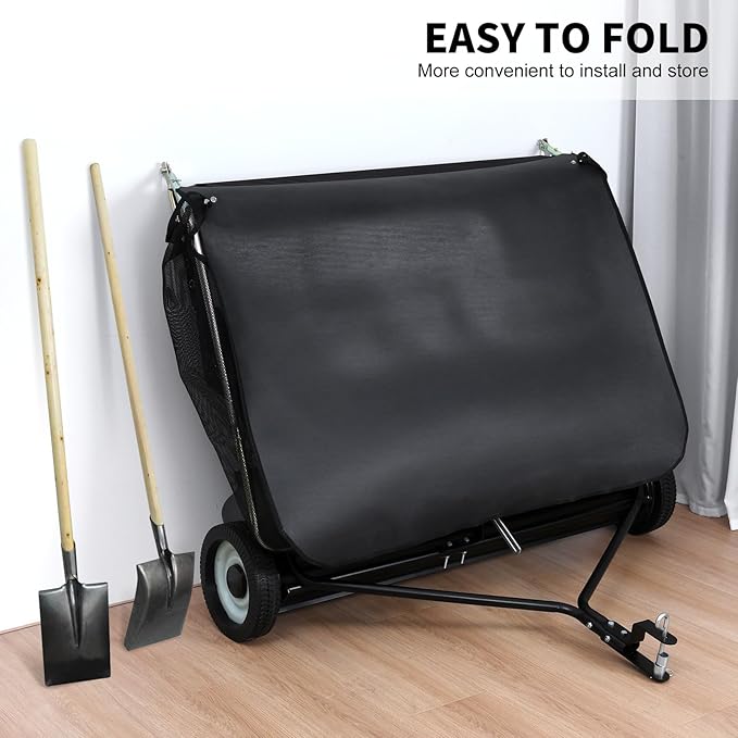 Tow Behind Lawn Sweeper, 44 in Pull Behind Lawn Sweeper, 25 cu. ft Large Capacity Leaf & Grass Collector, Heavy Duty Garden Sweepers with Adjustable Sweeping Height for Yard, Lawns, Farm