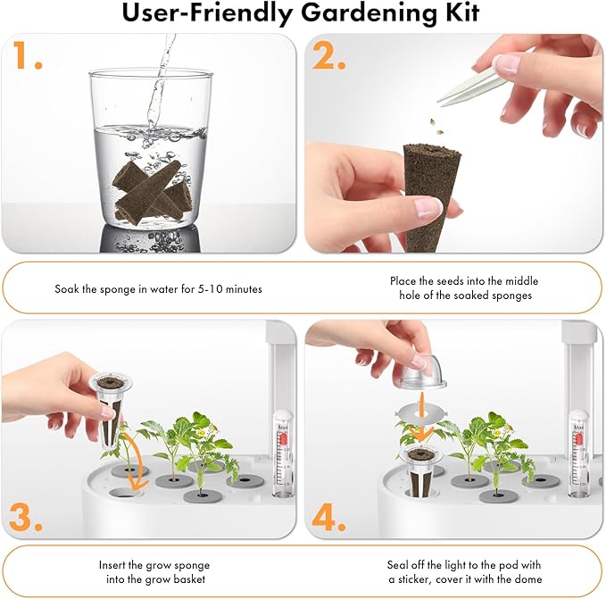 LYKOCLEAN Flower Fruit Seed Pods for AeroGarden, Ahopegarden, iDOO Hydroponics Growing System Indoor, 350 Seeds+ Including Dwarf Sunflower Bambino, Marigold, Red Tomato, Red Strawberry (7-Pods)