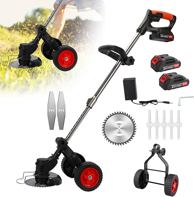 Electric Rotary Lawnmower, 21V 2000mAh Electric Rotary Lawn Mower, Electric Wheeled Lawn Mower, 3 in 1 Cordless Grass Trimmer, Electric Hover Lawn Mower, Electric Grass Trimmer/Edger