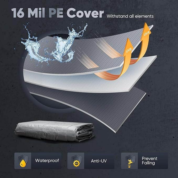 Quictent Heavy Duty 12x20 ft Carports with Side Zipper Doors & Snowproof Steel Cables & Ventilated Windows, Waterproof Storage Shelter for Car, Boat, RV, Outdoor Equipment, Gray