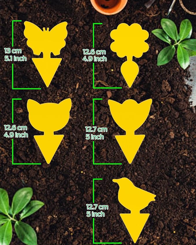 Yellow Sticky Traps for Plant Gnats, Plant Fly Sticky Trap Sticks for Indoor/Outdoor, 100PCS, Non-Toxic, Odorless, Harmless to Vegetables, Fruits, Plants