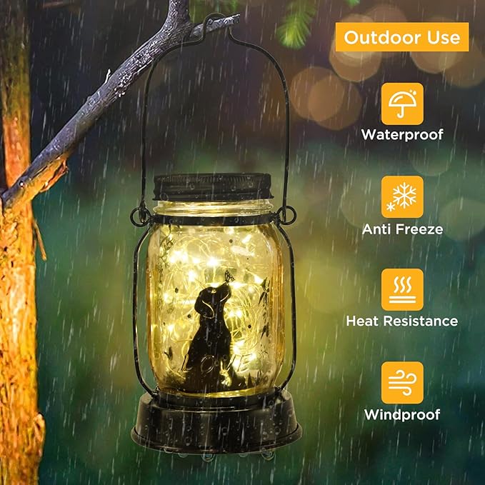 Dog Solar Lanterns Dog Lover Gifts for Women Men Dog Lovers Gifts Hanging Dog Lanterns with Stake for Yard Lawn Garden Decor Waterproof Dog Lights Torches