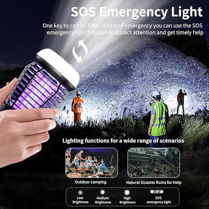 Portable Bug Zapper Indoor Outdoor, 2025 Upgraded Mosquito Zapper 3-in-1 Rechargeable Mosquito Killer & Camping Lamp,Suitable for Patio, Home, Backyard, Yard, Garden, Campsite