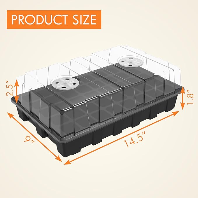 Gardzen 10-Set Garden Propagator Set, Seed Tray Kits with 400-Cell, Seed Starter Tray with Dome and Base 15" x 9" (40-Cell Per Tray)