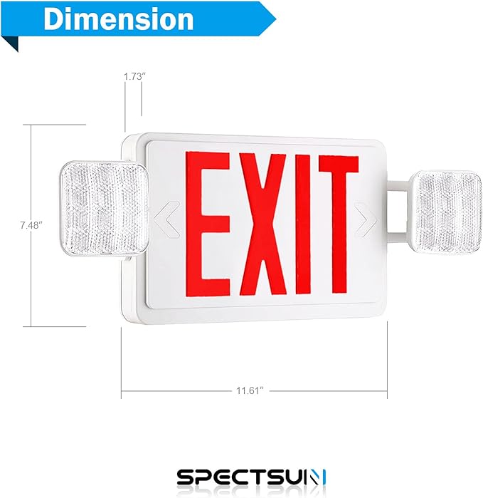 SPECTSUN 6 Pack Exit Sign with Emergency Light, Red Emergency Exit Lights with Battery Backup-Ebulb Emergency Power Led Light Bulb,Elm2 Emergency Light,Emergency Lights for Home Power Failure