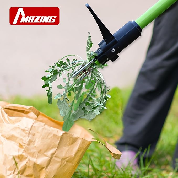 MAZING 3-Claw 39" Weed Pulling Tool, Ergonomic D-Handle Weeding Tool with Long Handle for Effortless Garden Weed Removal, Stand Up Weeder Weeding Tool for Lawn, Yard, Garden, Crabgrass