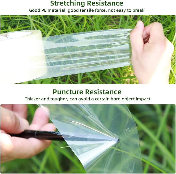 Ohuhu Greenhouse Repair Tape Plastic: 3" x 98' Green House Sheeting Tape 6.3 mil Reinforced Clear Plastic Film Tape for Greenhouse Polyethylene PE Cover Repair