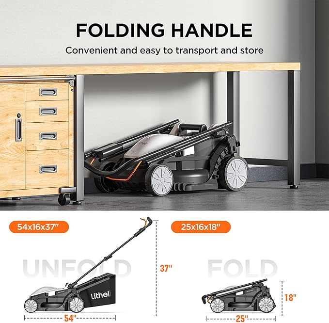 Litheli Cordless Lawn Mower 13 Inch, 5 Heights Adjustment, U20 Series 20V Electric Lawn Mowers for Garden, Yard and Farm, Light-Weight with Brushless Motor, 2 x 4.0Ah Portable Battery Included