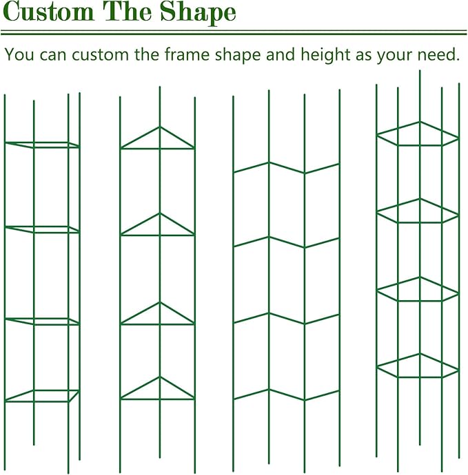 3Pack 18.5" Width Up to 48" Height Adjustable Square Tomato Cages for Garden, Plant Support Stakes for Climbing Vegetable, Tomatoe, Flower, with Twist Ties Snap-On Stake Arms