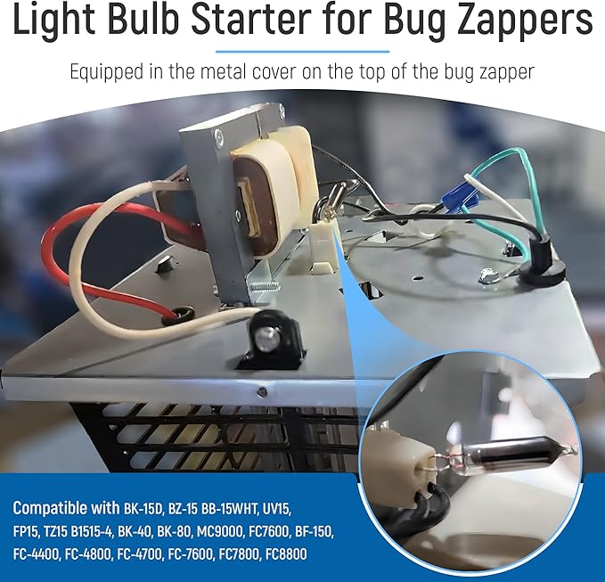 Qualirey UV Light Bulb Starter for Bug Zappers Compatible with Flowtron, Compatible with 531-9340, BK-15, BK-15D, BK-40, BK-80, MC9000 FC7600, BF-150(4 Pcs)