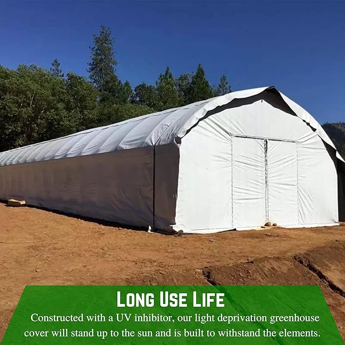 Farm Plastic Supply - Panda Film Light Deprivation Greenhouse Cover - 6 mil - (10' x 75') - 100% Blackout Tarp, Black White Plastic Sheeting, Green House Poly Film