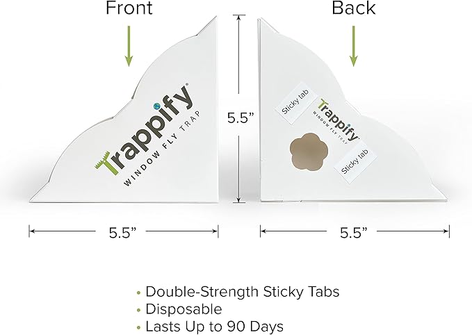 Trappify Fly Trap Indoor: Window Fly Traps for Home | Fruit Fly Traps for Indoors, Gnat Traps for House Indoor | Disposable Fly Trap with Sticky Adhesive Strips | Inside Bug Catchers (4 Pack)