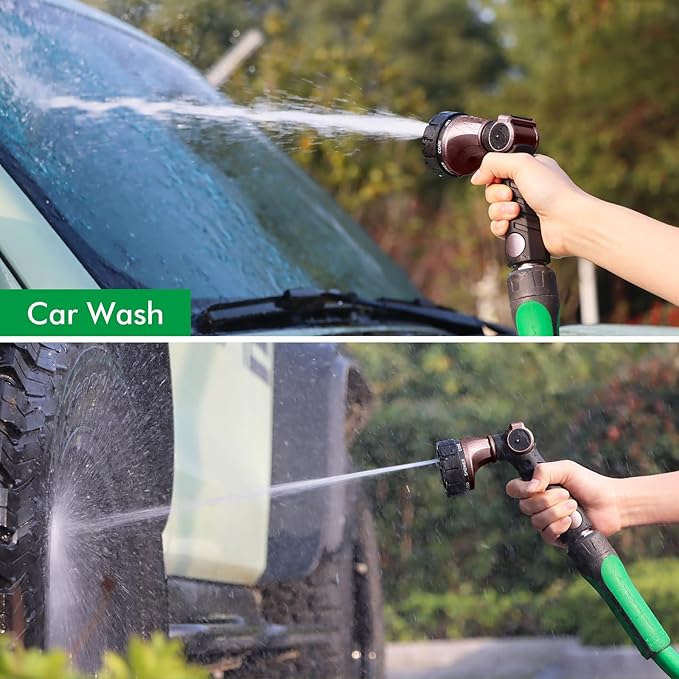 RESTMO Heavy Duty Hose Nozzle, Metal Garden Water Hose Sprayer with 7 Watering Patterns, Thumb Control, On Off Valve, High Pressure Nozzle Sprayer for Watering Plants, Car and Pet Washing