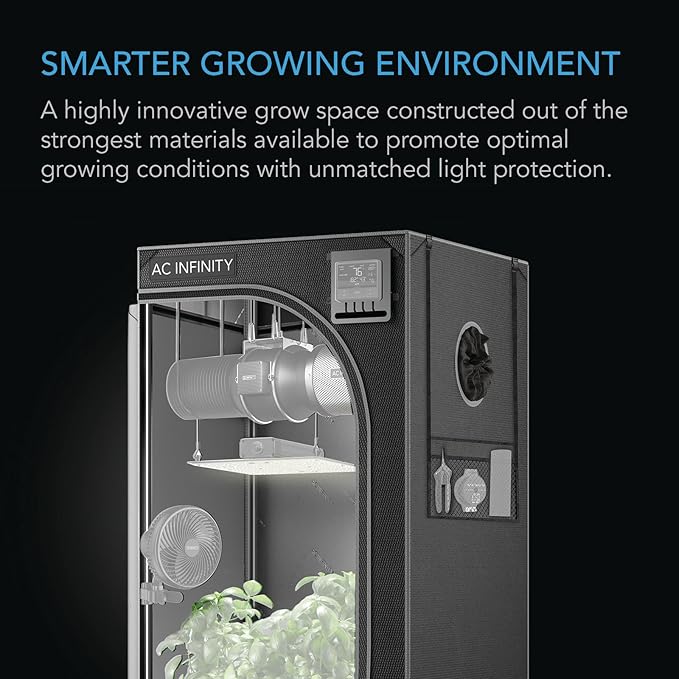 AC Infinity CLOUDLAB 899 Advance Grow Tent, 96"x96"x80" Thickest 1 in. Poles, Highest Density 2000D Diamond Mylar Canvas, 8x8 for Hydroponics Indoor Growing
