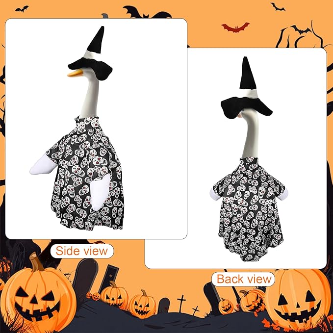 Porch Goose Outfits Clothes for 23" High Cement or Plastic Lawn Garden Goose Halloween Outdoor Decoration