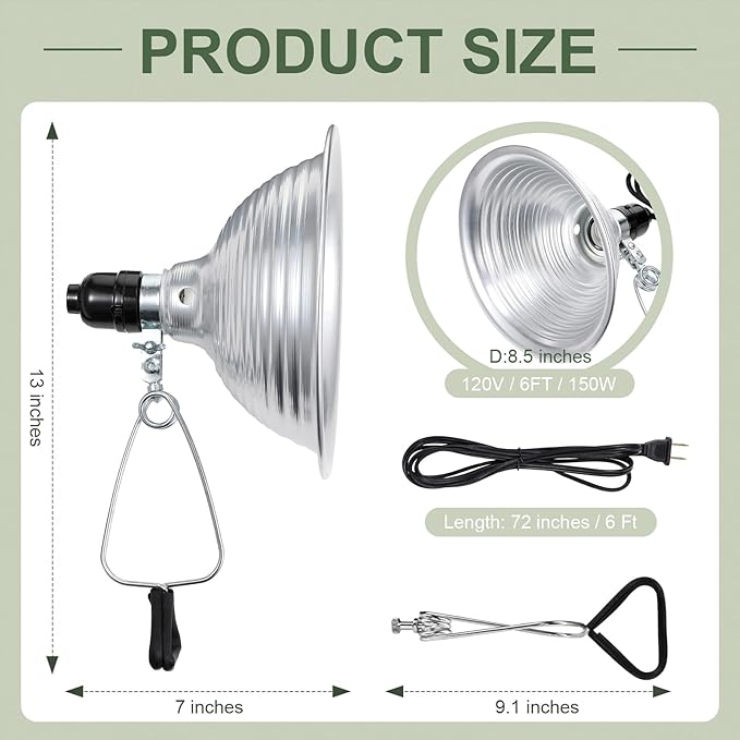 Macarrie 6 Pcs Adjustable Clamp Lamp Light with Aluminum Reflector Up to 150 Watt (No Bulb Included) E26 Socket SPT-2 18awg 6FT Cord (8.5 Inch)