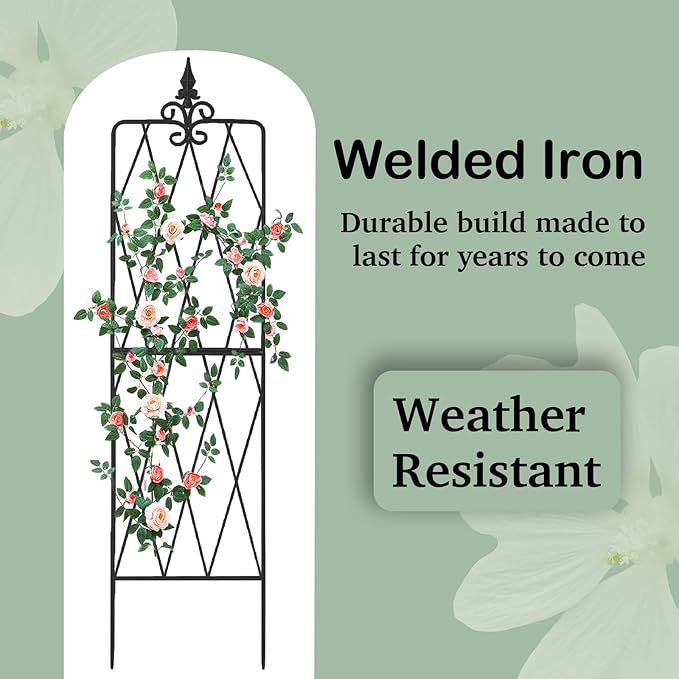 Garden Trellis for Climbing Plants Outdoor, 70"X18" Metal Trellises, Decorative Garden Fencing Flower Trellis with Durable Powder Coating for Vines Plant Rose, Vegetable Support, Black (2, Pattern-A)