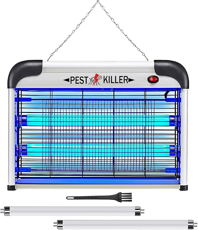 Indoor Bug Zapper Plug-in, Electric Mosquito Zapper Fly Killer, Powerful 20W Flying Insect Mosquito Repellent Lamp, Bug Light Trap Catcher for Gnat Fruit Fly Moth Pest Control w/ 2 Replacement Bulbs