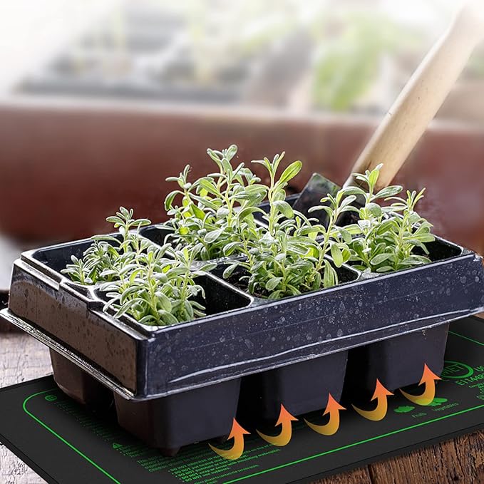 Seedling Heat Mat with Digital Thermostat, 10" x 20.75" Waterproof Heating Pad for Hydroponic Germination Seed Starting, Adjustable Controller