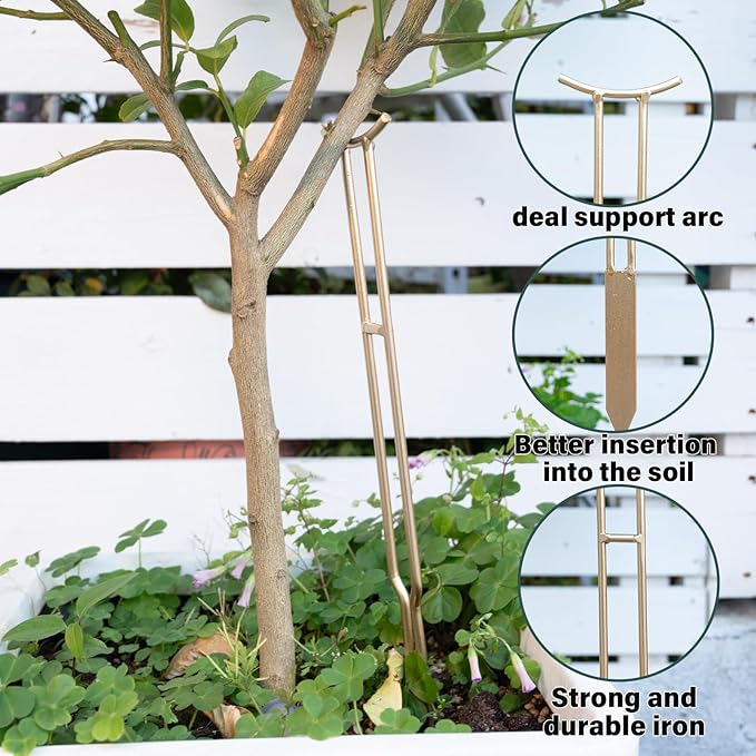 3PCS Plant Support Stakes – Durable Gold Metal Supports for Monstera, Philodendron & More - Ideal Trellis Structures for Indoor & Outdoor Gardening - Perfect for Small to Tall Plants