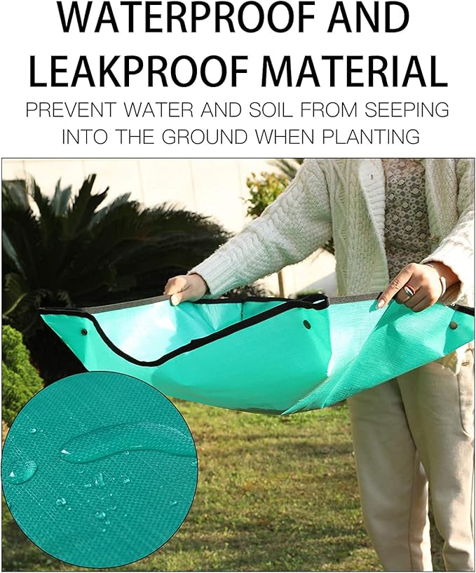 PE Houseplants Repotting Mat, Waterproof Indoor Plant Potting Tray, Foldable Bonsai Repotting Pad, Garden Soil Mess Workspace Tarp for Succulent, Cactus, Aloe Vers, Pothos, 26.8 x 26.8